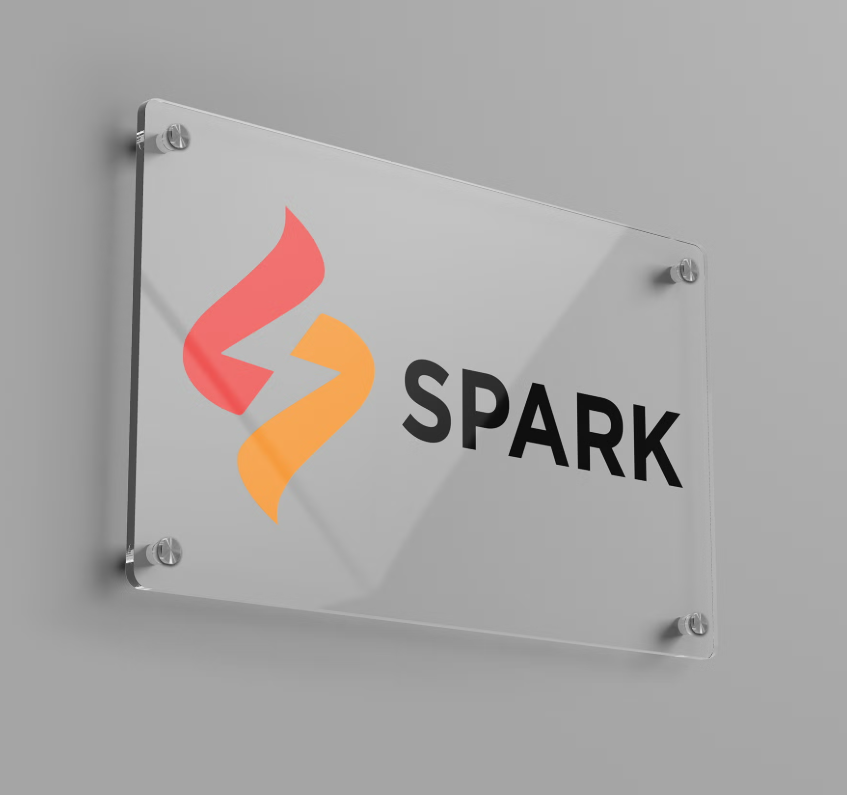 Spark design acrylic board signage with creative geometric pattern